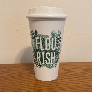 Starbucks Reusable Cup with Green Flourish Design
